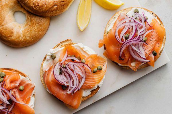 Bagel with Cream Cheese and Salmon