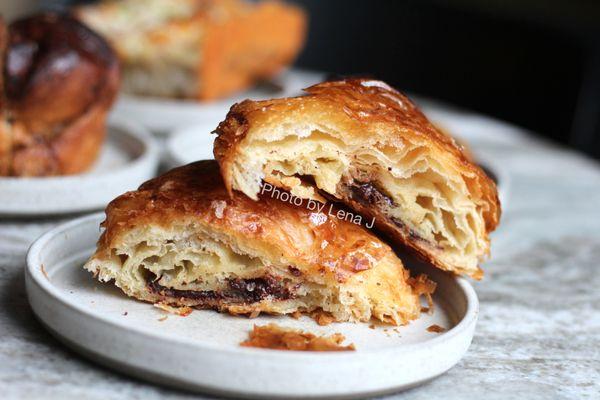 Inside of Espresso Pain au Chocolat ($5.50) - great! Very buttery, has an espresso glaze that matches the dark chocolate very well