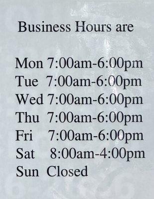 Updated hours...