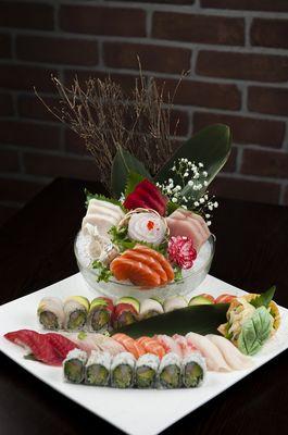 Sushi & sashimi for 2          10pieces sushi, 15 pieces  sashimi, 1 special roll & California roll