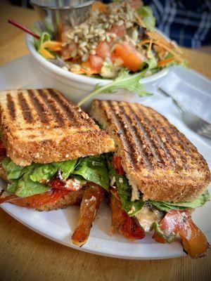 Veggie panini with garden salad