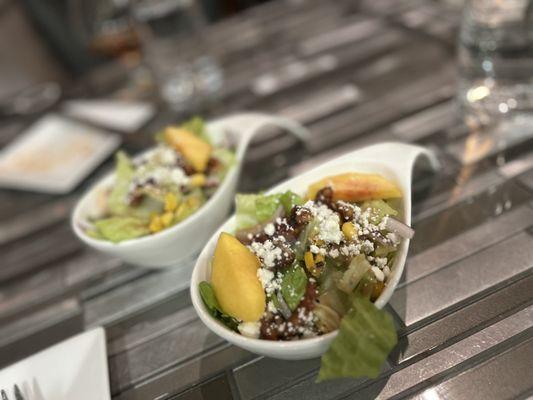 Peach and goat cheese salad