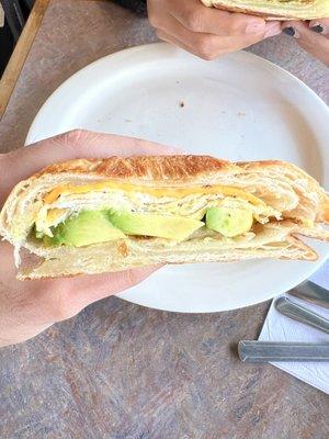 Croissant'wich w/ Egg, Cheese, and Avocado