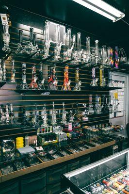 Glass water pipes, silicon water pipes & airtight containers.