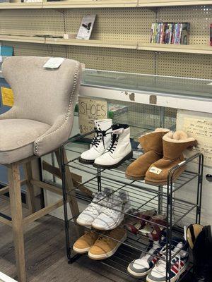 Shoes behind the counter