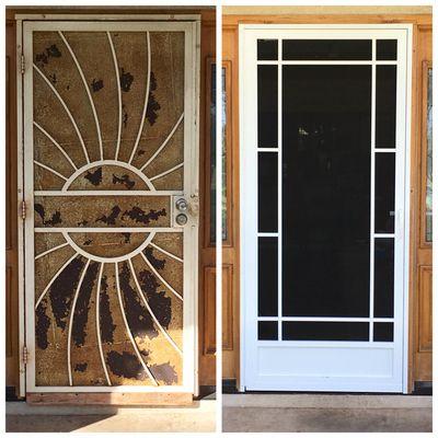 Before/After: Q-1520 Aluminum Screen Door - Kahului,Hi.