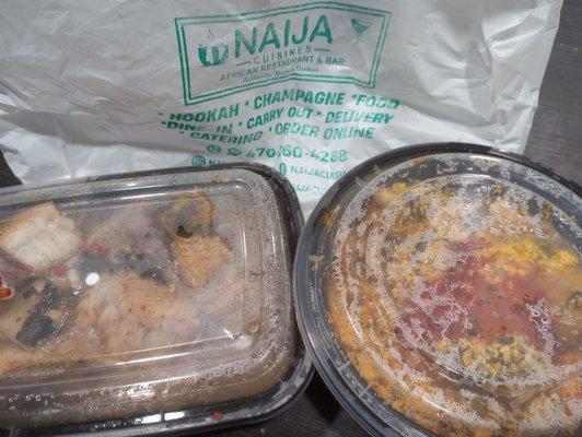 Fish pepper soup and egusi soup