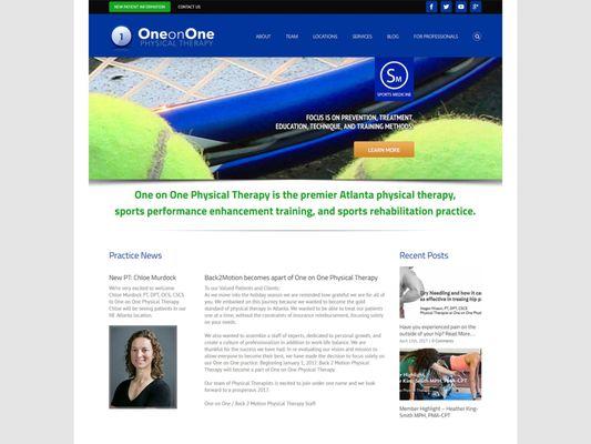 Responsive Website Design for One on One Physical Therapy built on WordPress.