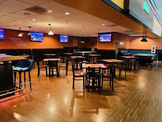 Tables in the eating area