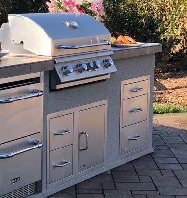 Bull BBQ Kitchen with outdoor rated refrigerator