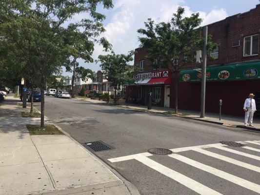 You can see the outside of the Mexican restaurant and part of the deli (on the right)