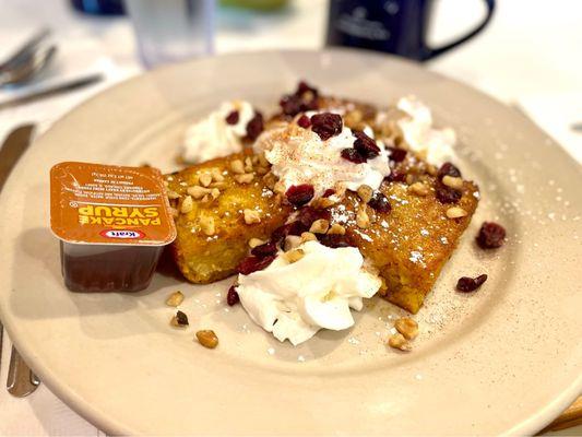 Pumpkin French Toast! It was like a cake because they use Texas Toast!!