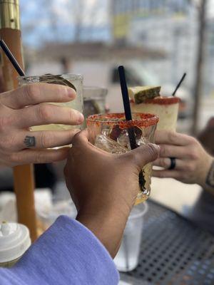 Passion Fruit, Skinny, and Spicy margaritas