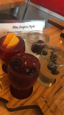 Sangria Flight! This and my grilled cheese really made me happy!