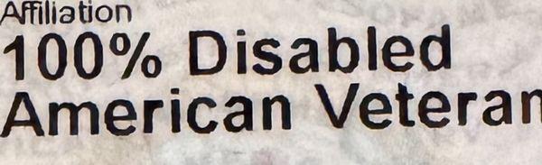 States and proves I am 100% disabled American veteran.