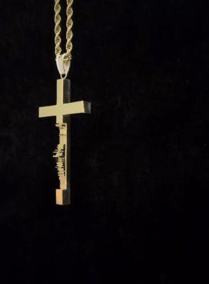 Iceman's NYC Cross. Godbless this beautiful city. Available in Silver plated yellow and 14k yellow gold.