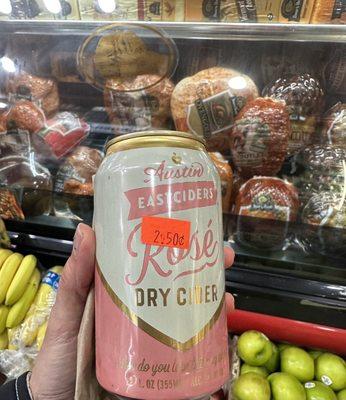 Austin EastCiders Rose' Dry Cider $2.50.