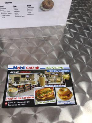 Menu items of this Mobil station cafe.