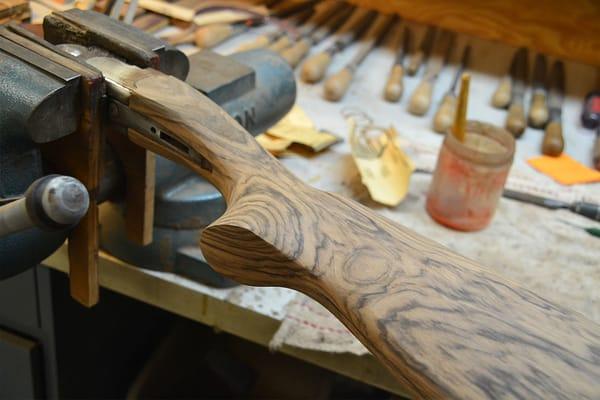 Hand Carved Custom Shotgun Stock by Cole Gunsmithing