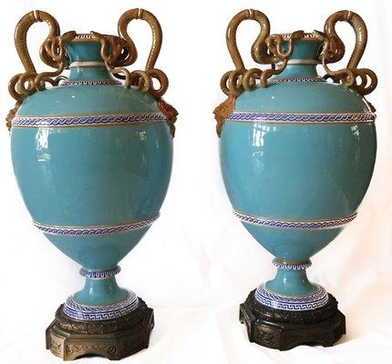 Pair of Minton Majolica Vases