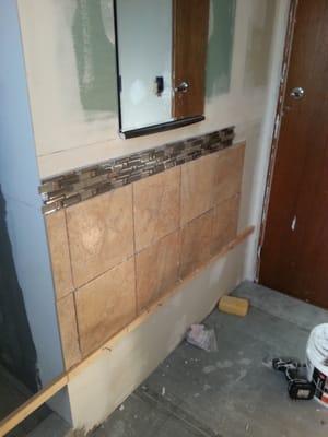 Bathroom tiling.