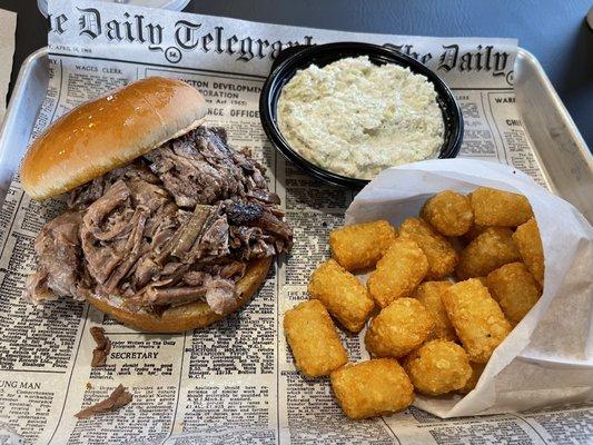 Brisket Sandwich comes with a side and I added some slaw too.