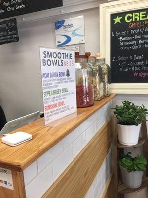 Smoothie Bowls and front counter