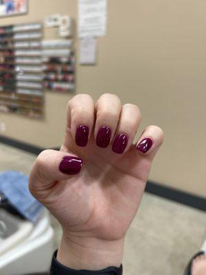 Adorable gel acrylic fill done by Sonny