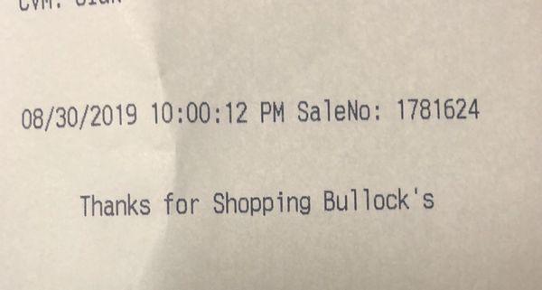 Time stamp of my receipt