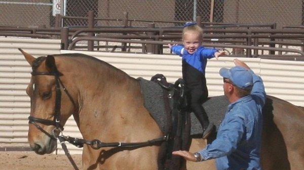 Catherine, Rusty and Ted at a vaulting show