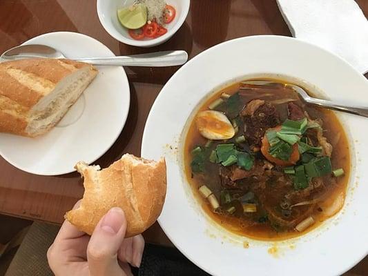 The fresh baguettes are used to make banh mi, but also pairs well with bo kho!