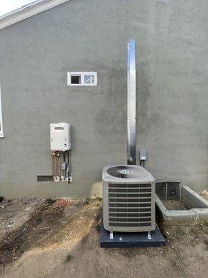 Tankless water heater and ac condenser