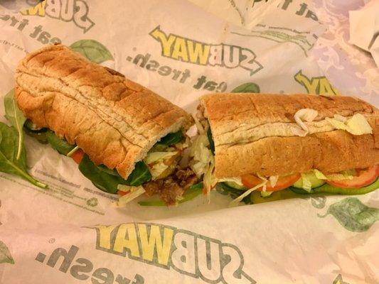 $6 footlong for steak and cheese going on now. I got mine on whole wheat bread.