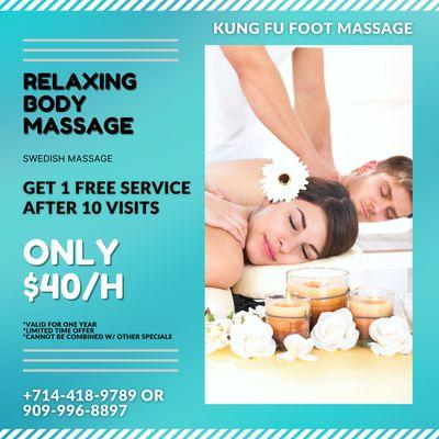 Kung Fu Foot Massage
 9550 Bolsa Ave #201, Westminster, CA 92683
 Call Us at 714-418-9789 or 909-996-8897