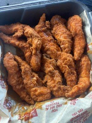 Tenders tossed in Buffalo sauce