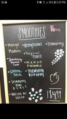 All kinds of Smoothies to try