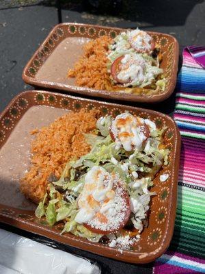 Sopes plate with Rice and Beans