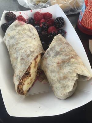 Wrap #1 bananas, Nutella and granola with fresh berries!