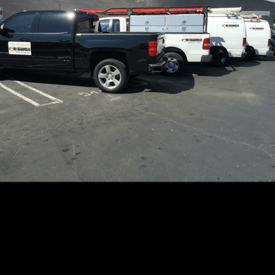 Installation crew trucks of AWS Solar