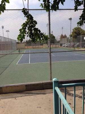 Well groomed tennis court.