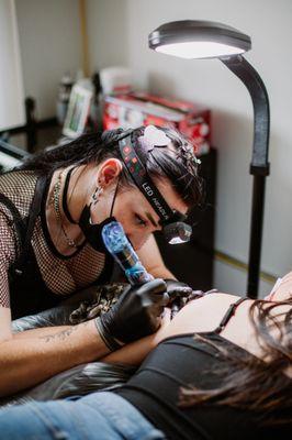 Sarah tattooing