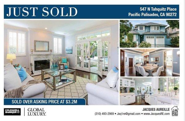 Just Sold in Pacific Palisades for over asking price! JARE Properties