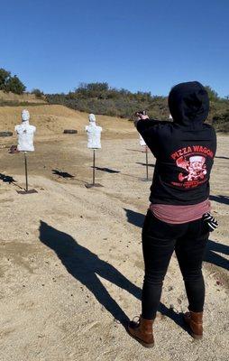 Wife shooting for the first time under the watchful eye of the RSO's.