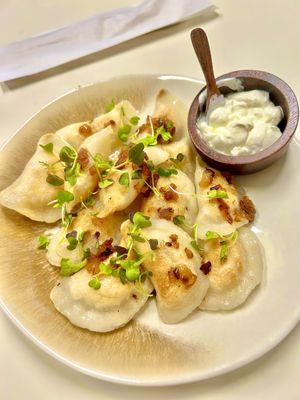 gluten free pierogies with potato and onion