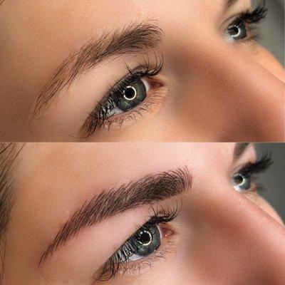 Bringing these brows back to life with microblading.