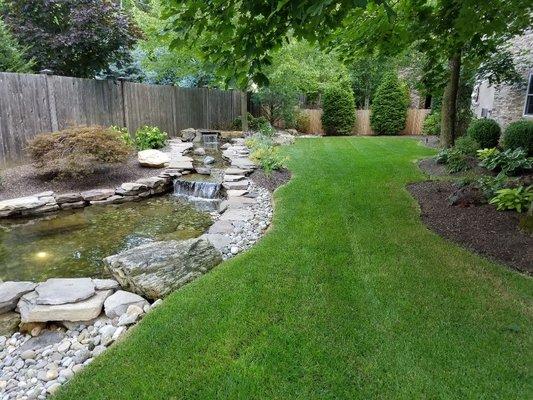 Landscape creation.  Stream and gardens.