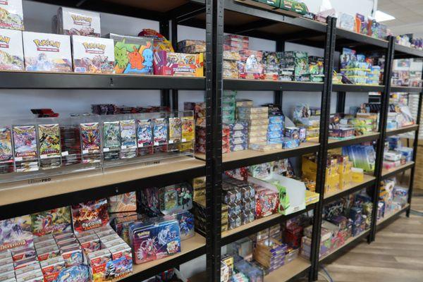 We offer a large variety of trading cards. Pokemon, Yugioh, Magic the Gathering, Once Piece, My Hero Academia, Digimon, and more!