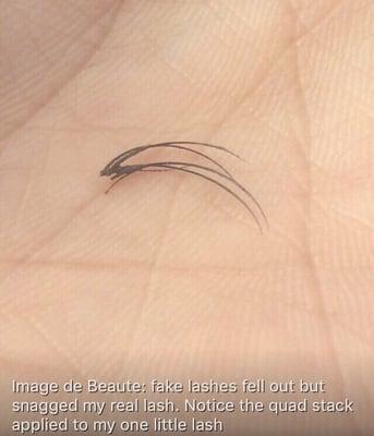 Image de Beauty: improper application by stacking multiple lashes to one poor lash, no wonder they droop or fall off!