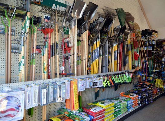 Plenty of garden tools and lawn fertilizers