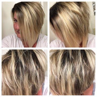 #heavyhighlights #darkroot #severealine #womanshaircut #hairbykristensanchez #platinumsalonsr